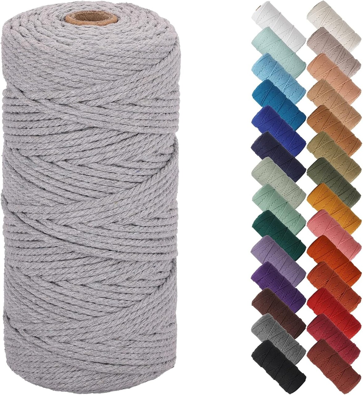 3mm x 109 Yards Natural Macrame Cord, Beige Cotton Rope for Wall Hangings, Plant Hangers, DIY Crafts & Knitting